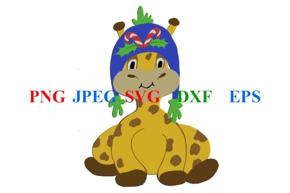 Cute Christmas Cartoon Baby Giraffe