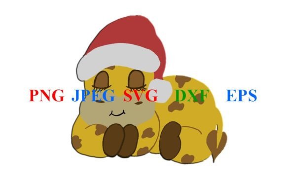 Cute Christmas Illustrated Giraffe DXF