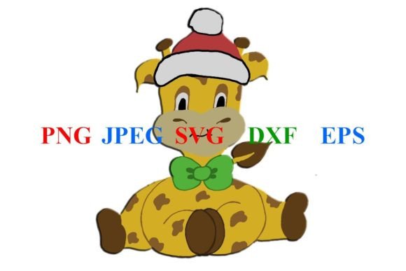 Cute Christmas Illustrated Giraffe EPS