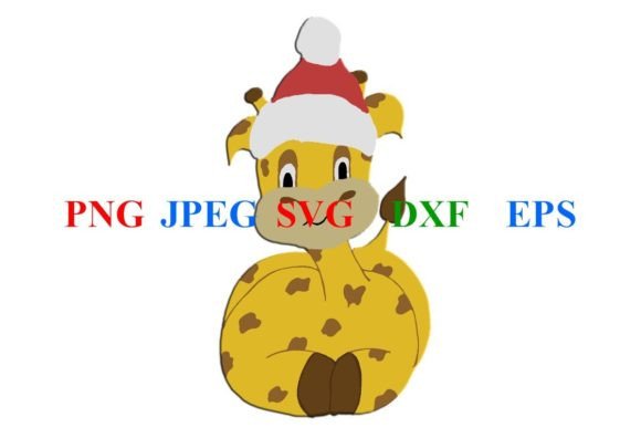 Cute Christmas Illustrated Giraffe SVG