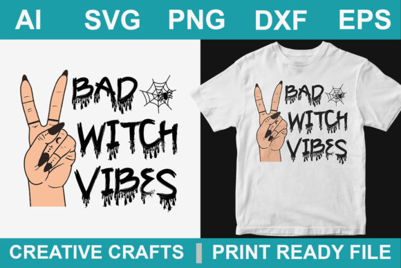 Halloween T-Shirt Design Bad Witch Vibes