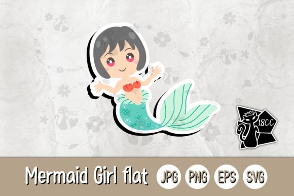Mermaid Girl Flat JPG PNG EPS SVG