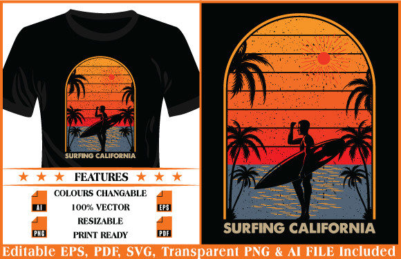 Surfing California T-shirt Design